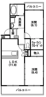 リバーハイツ山神【101号室】の間取り