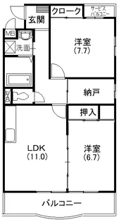 ガーデンロゼ弁天【1階】の間取り