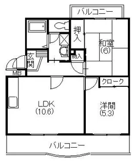 メディオ初生弐番館【2階】の間取り