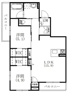 リライフ神立【403号室】の間取り