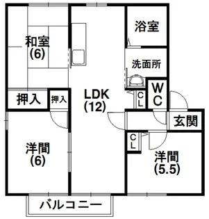 ガーデンハイツ四ツ池C【2階】の間取り