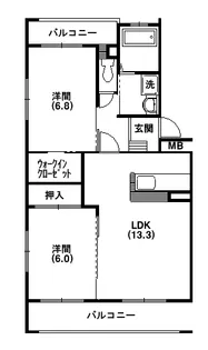 シャンテ高丘【302号室】の間取り