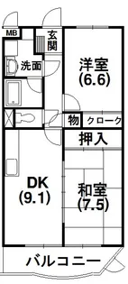 セレス長坂【1階】の間取り