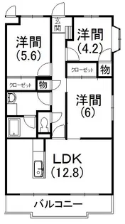 グリーン三ツ谷【301号室】の間取り