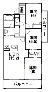 グラン ルフレ蜆塚【101号室】の間取り