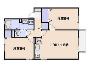 ファミール三筋 B棟【202号室】の間取り