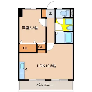 ぐらんしゅーるA【106号室】の間取り