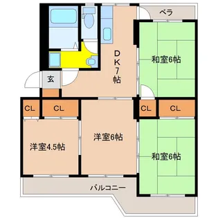 デタント新城【4階】の間取り