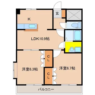 サンプレイス横山A【201号室】の間取り