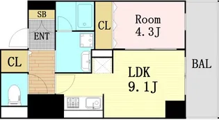シャンテ与力町【2階】の間取り