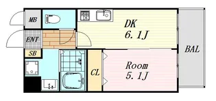 エスタブレ南森町【5階】の間取り