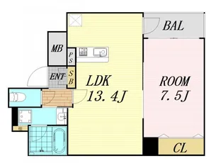 デセンテ北梅田【8階】の間取り