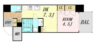 ザパークハビオ堂島【2階】の間取り