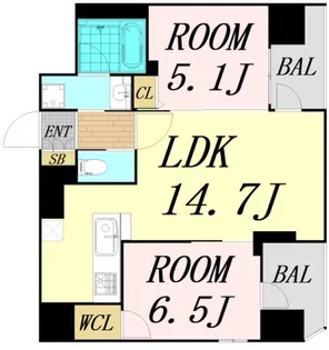 エステムプラザ梅田【8階】の間取り