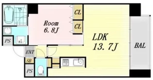 ベルフェリーク天満橋【12階】の間取り