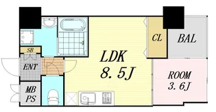 HS梅田EAST【8階】の間取り