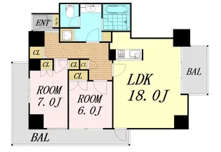 ザグランドビューオオサカ【12階】の間取り