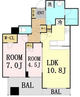エルグレースタワー大阪同心【5階】の間取り