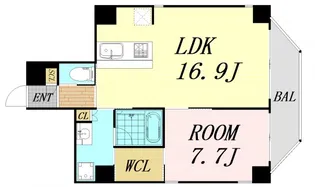 大阪府大阪市中央区船越町2丁目【マンション】の間取り