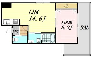 ヒルズ扇町【6階】の間取り