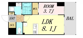 レオンコンフォート難波クレア【9階】の間取り