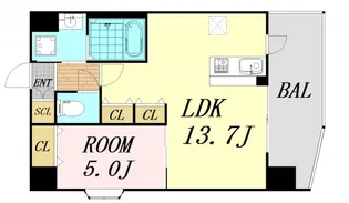 スプランディッド中之島WEST【10階】の間取り