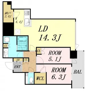 ブランズタワー梅田NORTH【46階】の間取り