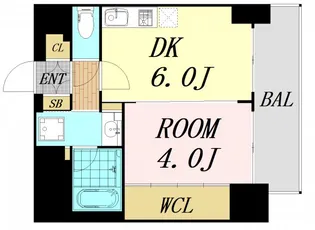 エステムコート難波Ⅵエント【7階】の間取り