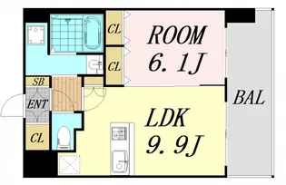 スプランディッド江坂駅前【9階】の間取り