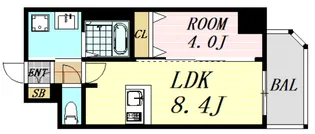 スプランディッド難波WEST【11階】の間取り