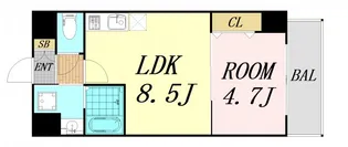 Halu江坂東【8階】の間取り
