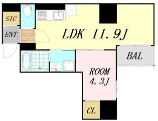 大阪府大阪市中央区内淡路町2丁目【マンション】の間取り