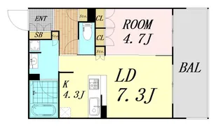 ロジュマンタワー梅田【17階】の間取り