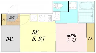 The Room Six 西中島【1階】の間取り