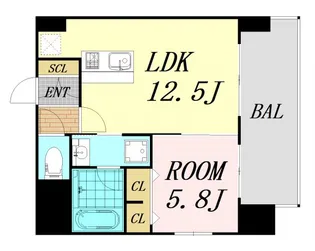 プレジオ難波WEST【2階】の間取り