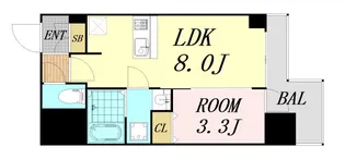 プレサンス北浜オリジン【7階】の間取り