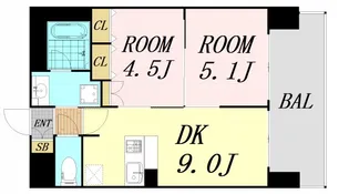 エステムコート新大阪13ニスタ【9階】の間取り
