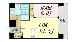 プレサンスOSAKA DOME CITYビーツ【12階】の間取り