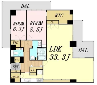 ザグランドビューオオサカ【17階】の間取り