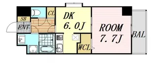 アクアスイート新大阪【6階】の間取り