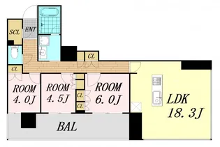 RJR堺筋本町タワー【4階】の間取り