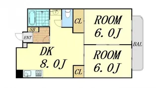 江坂グランドハイツ北【3階】の間取り