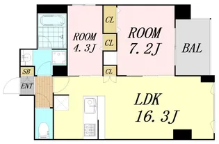 パークハウス南森町【7階】の間取り
