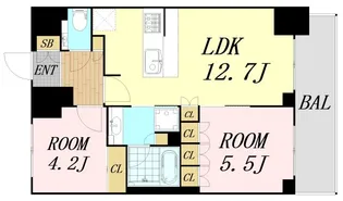 ザ・パークハビオ同心【11階】の間取り