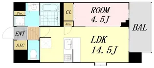 スプランディッド難波キャトル【2階】の間取り