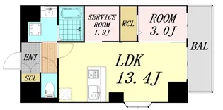 プレサンスNEO九条ディアシス【4階】の間取り