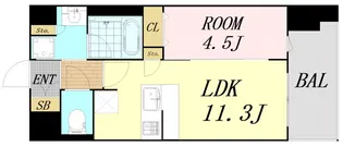 スプランディッド難波キャトル【12階】の間取り