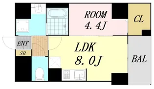 ローズコーポ堺筋本町【14階】の間取り