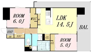 ラ フェリーチェ難波【6階】の間取り