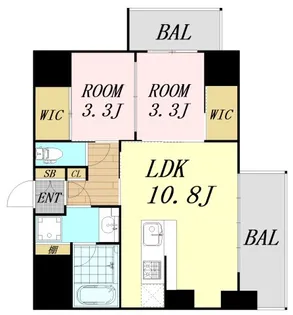 大阪府大阪市浪速区桜川1丁目【マンション】の間取り